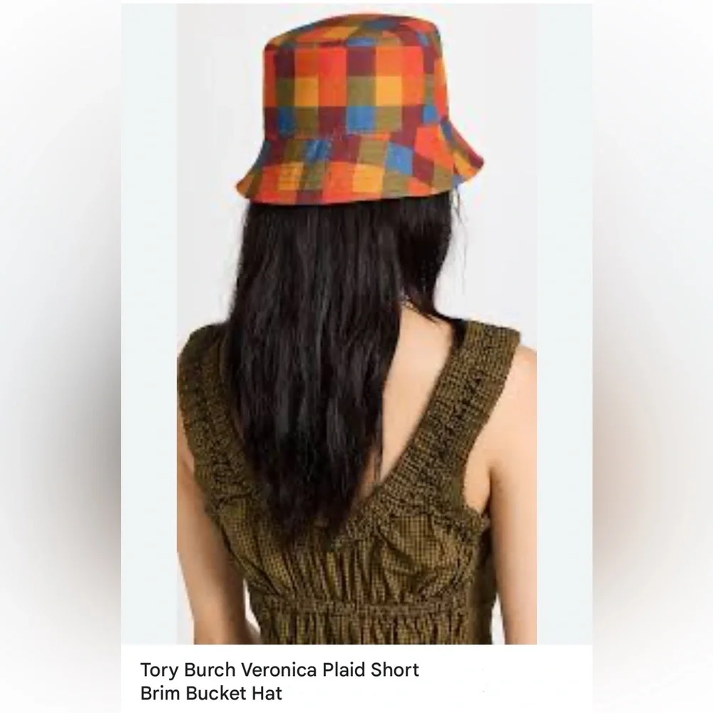 TORY BURCH Plaid Reversible Short Brim Bucket Hat NWOT - Picture 10 of 11